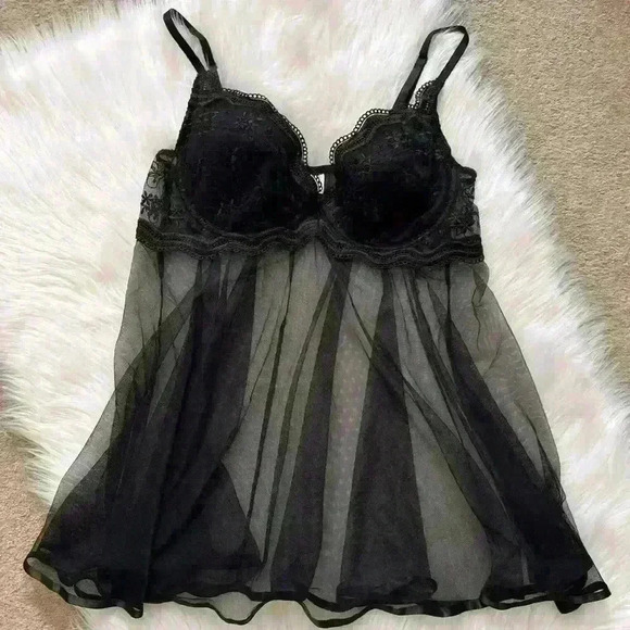 Intimate Attitudes Vintage Black Babydoll Satin Edge XL - Picture 1 of 8
